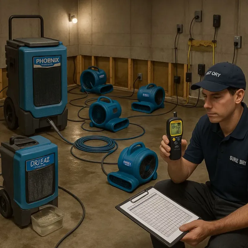 Structural Drying and Dehumidification process in Elroy, NC